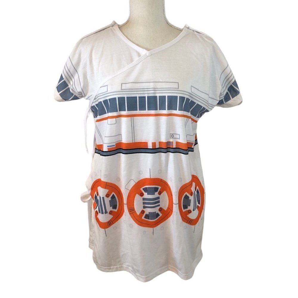 STAR WARS BB-8 Maternity Wrap T-Shirt Women's Size Medium White Flame Resistant